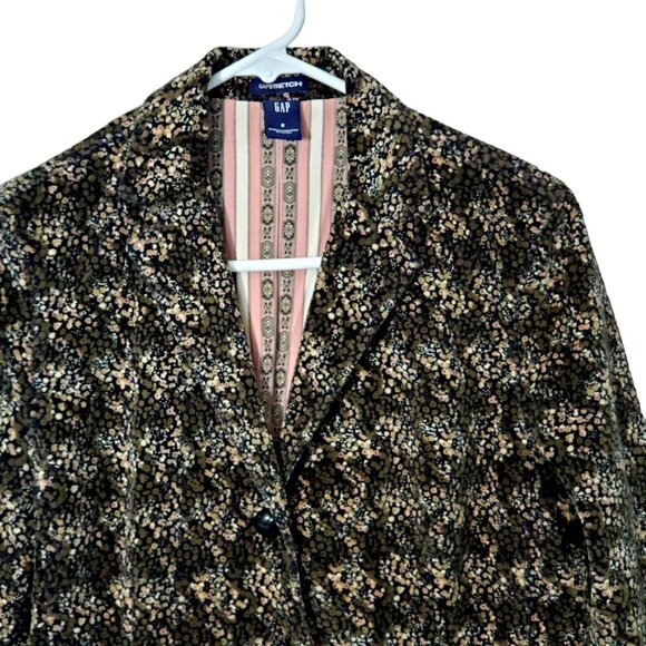 Gap Vintage Y2K Corduroy Blazer Jacket Women 8 Medium Suit Coat Brown Black Work - Picture 11 of 16